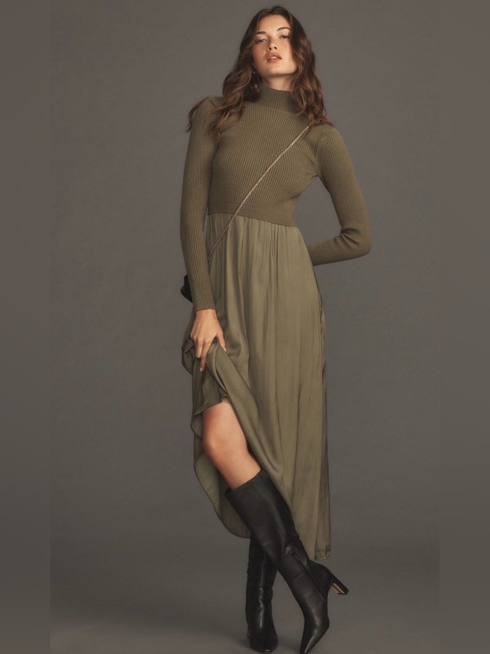 The Thea Sleeveless Twofer Maxi Dress Anthropologie Moss NWOT Size Large